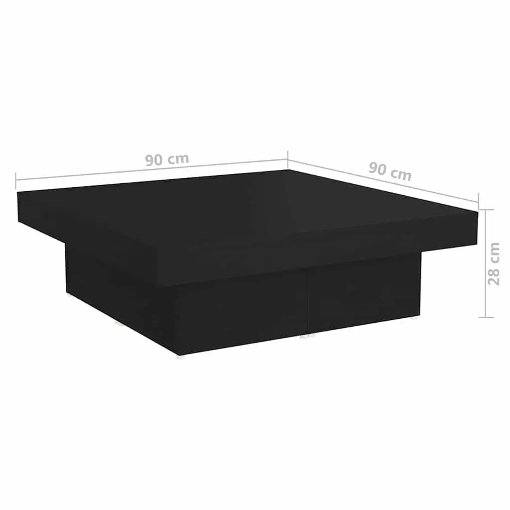 Coffee Table Engineered Wood Black Square 90x90x28cm
