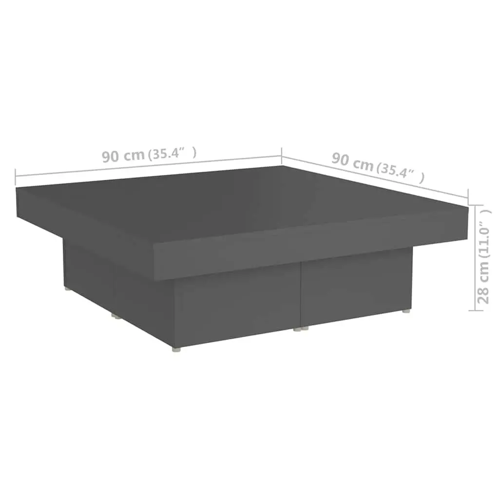 Grey Coffee Table 90x90x28cm Accent Living Room Centre Table Engineered Wood