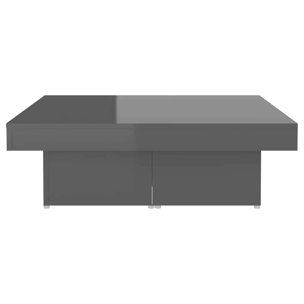 High Gloss Grey Coffee Table Modern Living Room Centre Table 90x90x28cm