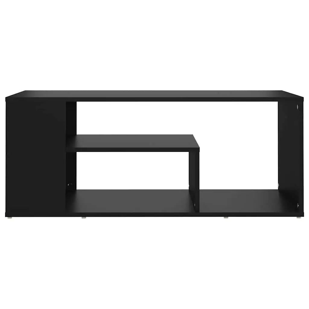 Coffee Table Engineered Wood 100L x 50W x 40H cm Black Storage Shelves