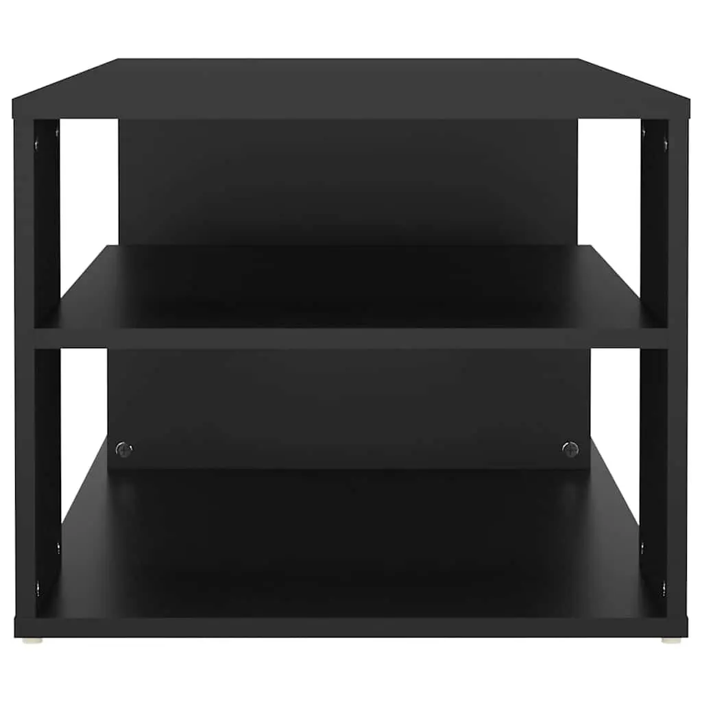 Coffee Table Engineered Wood 100L x 50W x 40H cm Black Storage Shelves