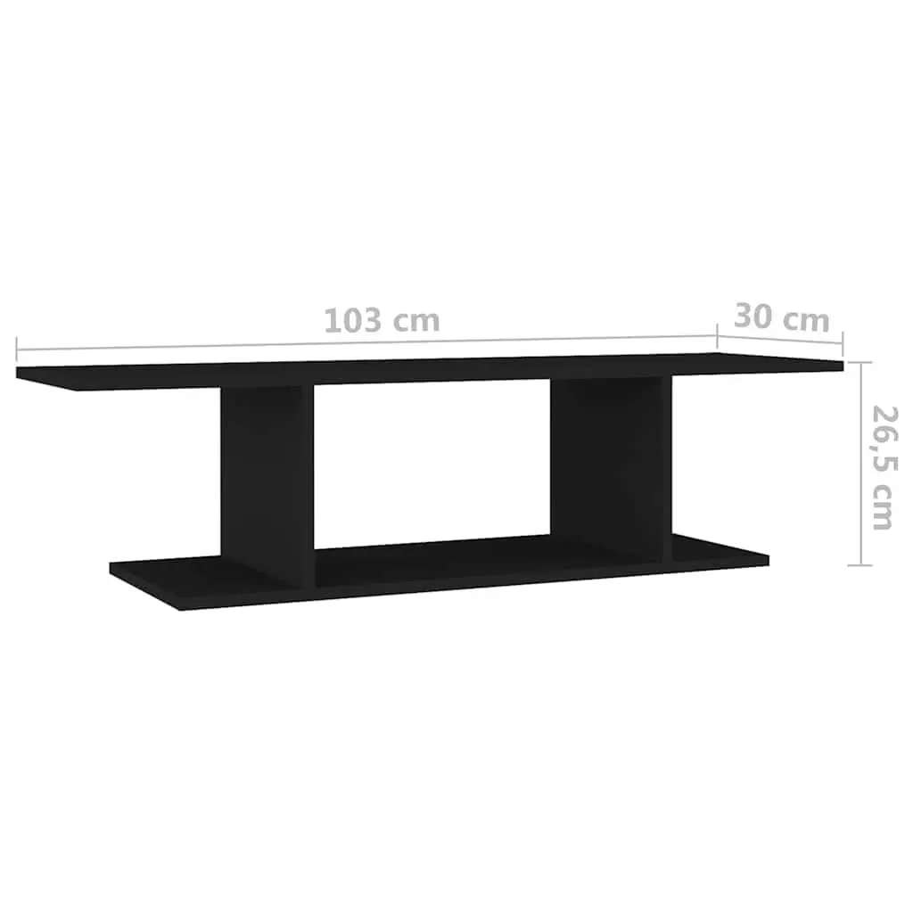 Wall Mounted TV Cabinet Black Storage Floating Shelf Unit 103 x 30 x 26.5 cm