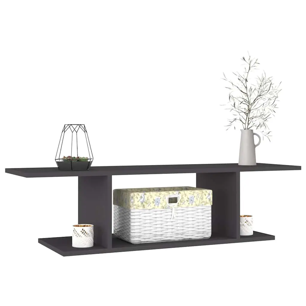 Wall Mounted TV Cabinet Grey Media Storage Living Room Floating Shelf Unit