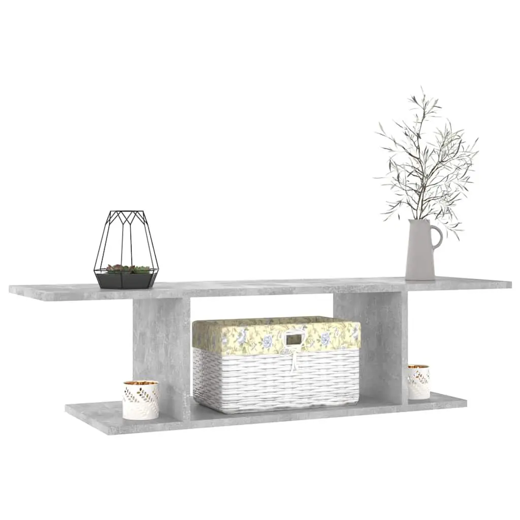 Wall Mounted TV Cabinet Grey Living Room Storage Media Console Unit