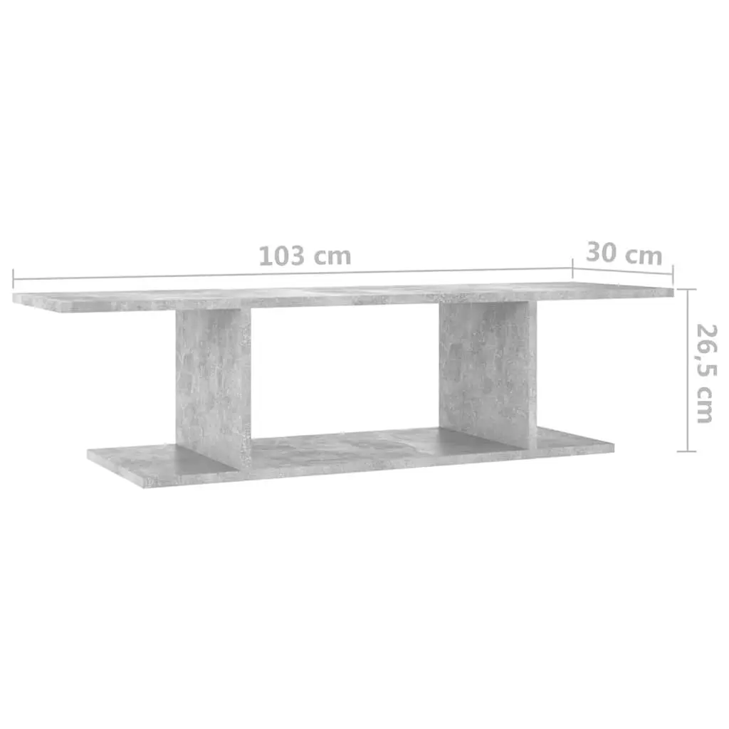 Wall Mounted TV Cabinet Grey Living Room Storage Media Console Unit