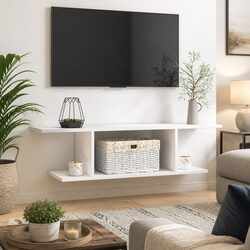 Wall Mounted TV Cabinet White Gloss Modern Living Room Entertainment Unit