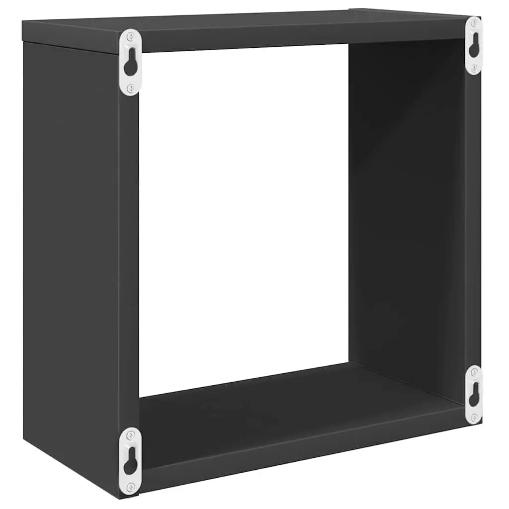 Wall Cube Shelves Grey Floating Storage Display Organiser 4 Piece