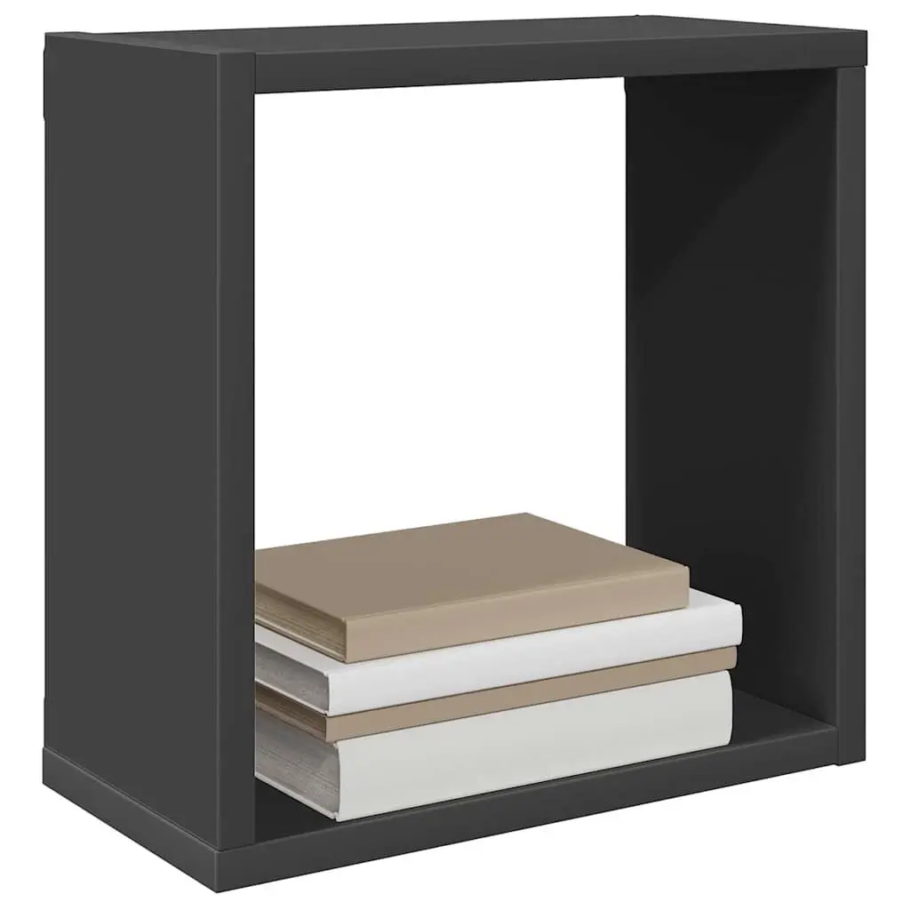 Wall Cube Shelves Grey Floating Storage Display Organiser 4 Piece