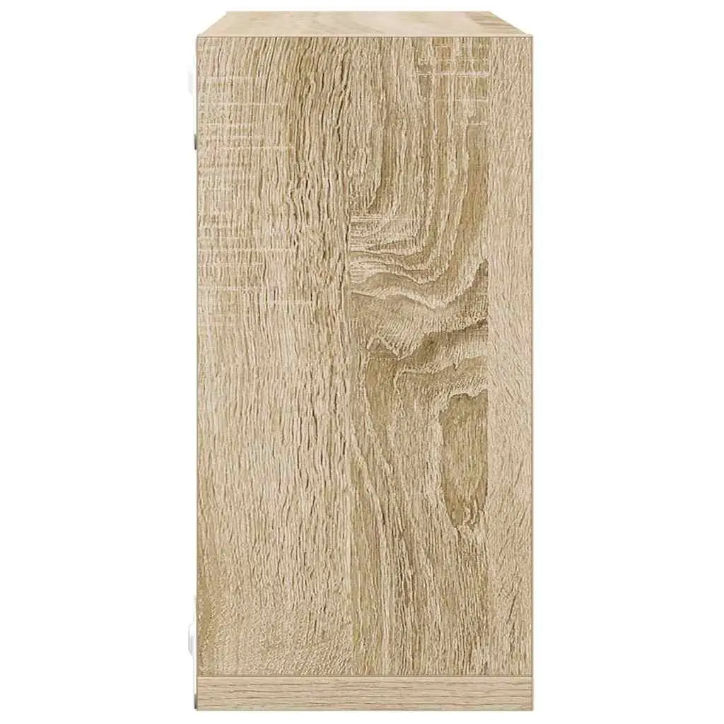 Wall Mounted Cube Shelves White with Sonoma Oak Accents Floating Storage Organizer Set of 4 Pieces