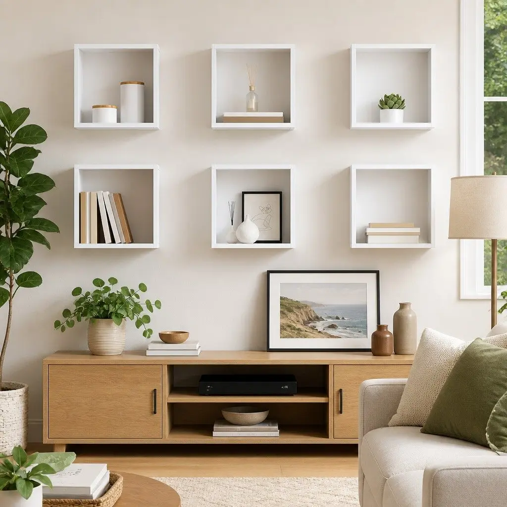 Wall Cube Shelves Set Floating Storage Shelving 30 x 15 x 30 cm White Home Decor