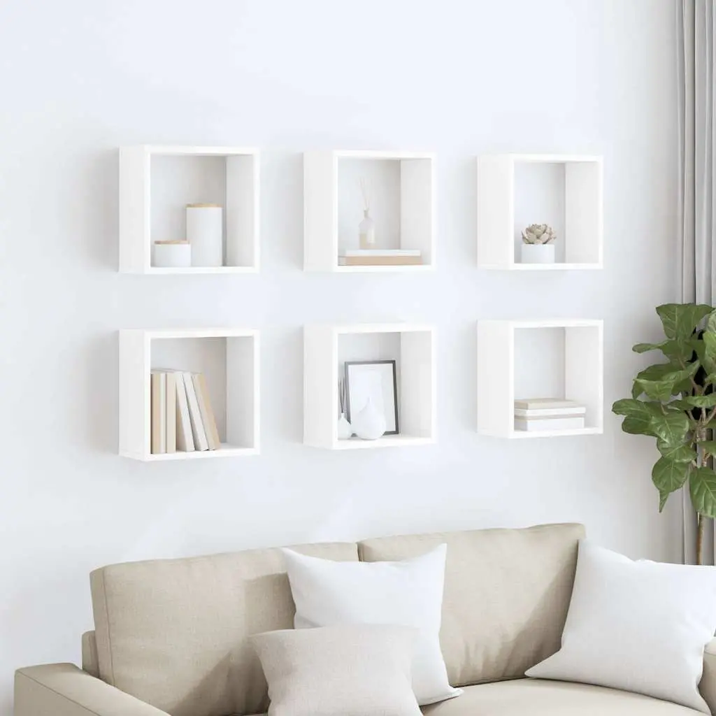 Wall Cube Shelves Set Floating Storage Shelving 30 x 15 x 30 cm White Home Decor