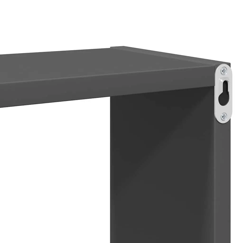 Grey Floating Cube Shelf Set 4 Pieces Wall Mounted Storage Display for Home Organization 26x15x26cm
