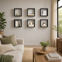 Practical Wall-Mounted Cube Shelves Set of 6