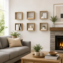 Wall Cube Shelves 6 Pieces Brown Floating Storage Display Organiser Set
