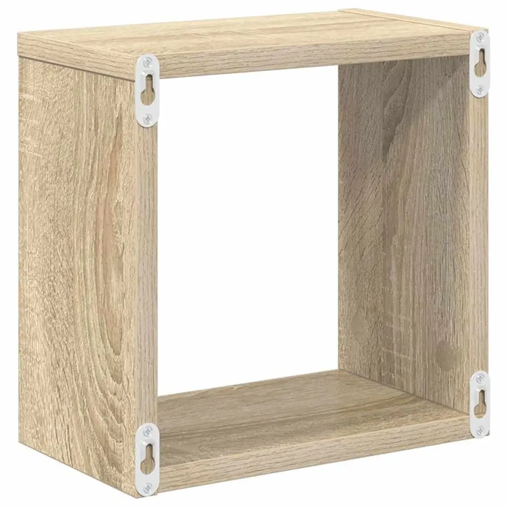 Floating Wall Cube Shelves Brown Storage Organiser Set 6 Pieces