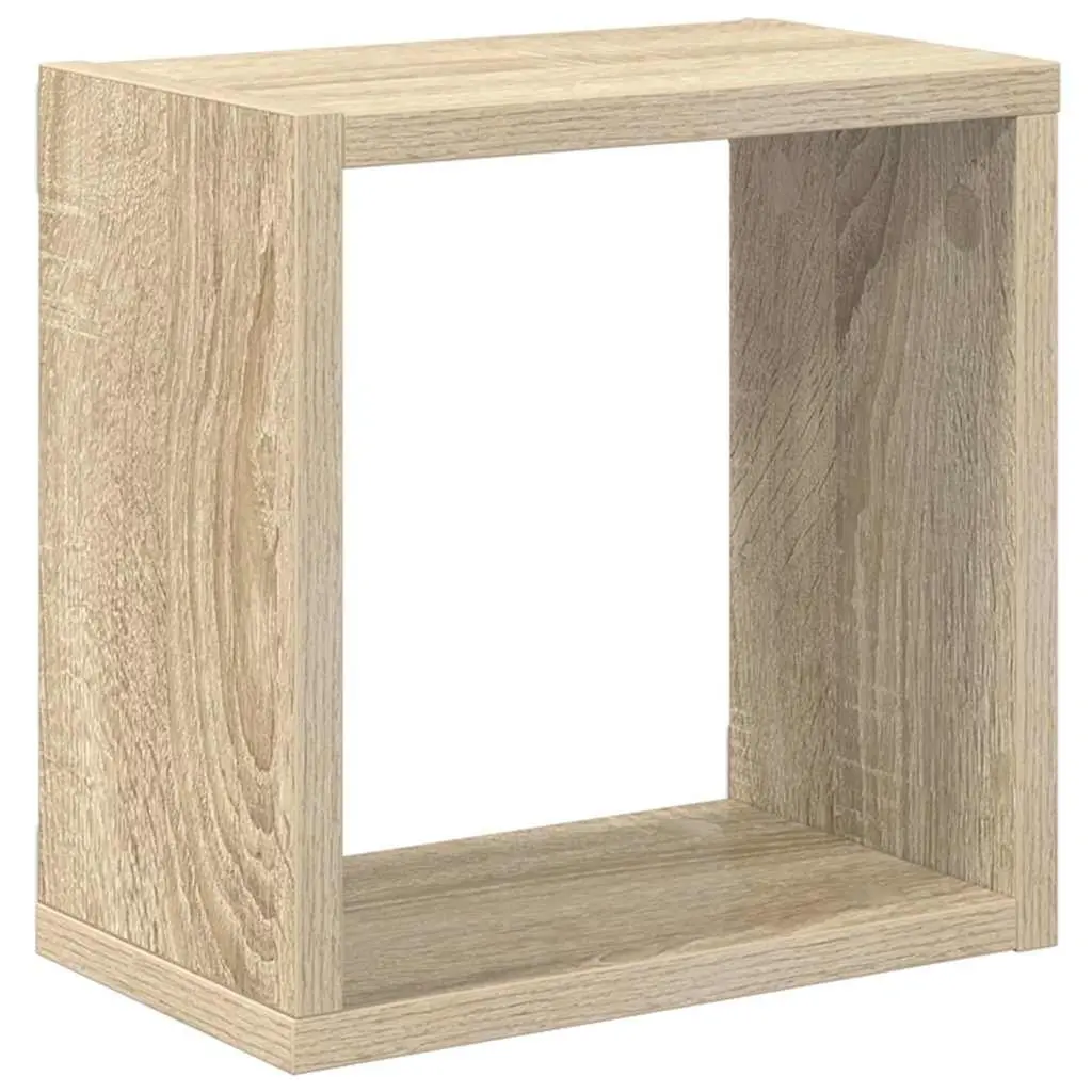 Wall Cube Shelves Set 6 Pieces Floating Storage Display White Sonoma Oak 26cm
