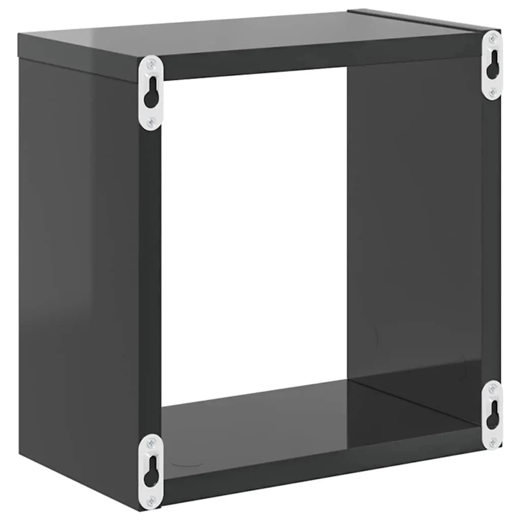 Wall Cube Shelves Floating Storage Display Organizer Grey 26x15x26 cm 2 Piece