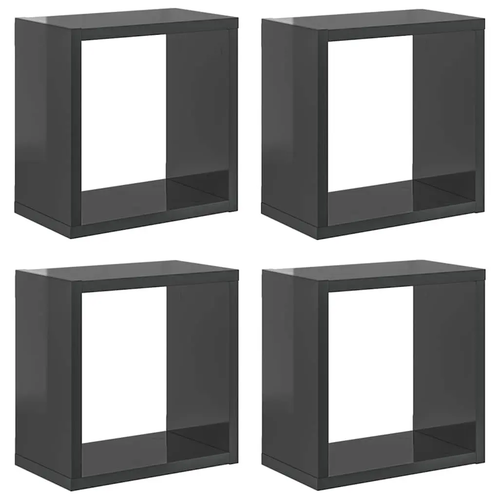 Cube Shelves Floating Storage 4 Pieces Grey