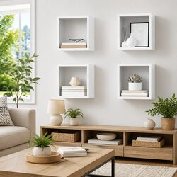 Wall Cube Shelves Set 4 pcs Floating Storage Display Organiser Home Decor