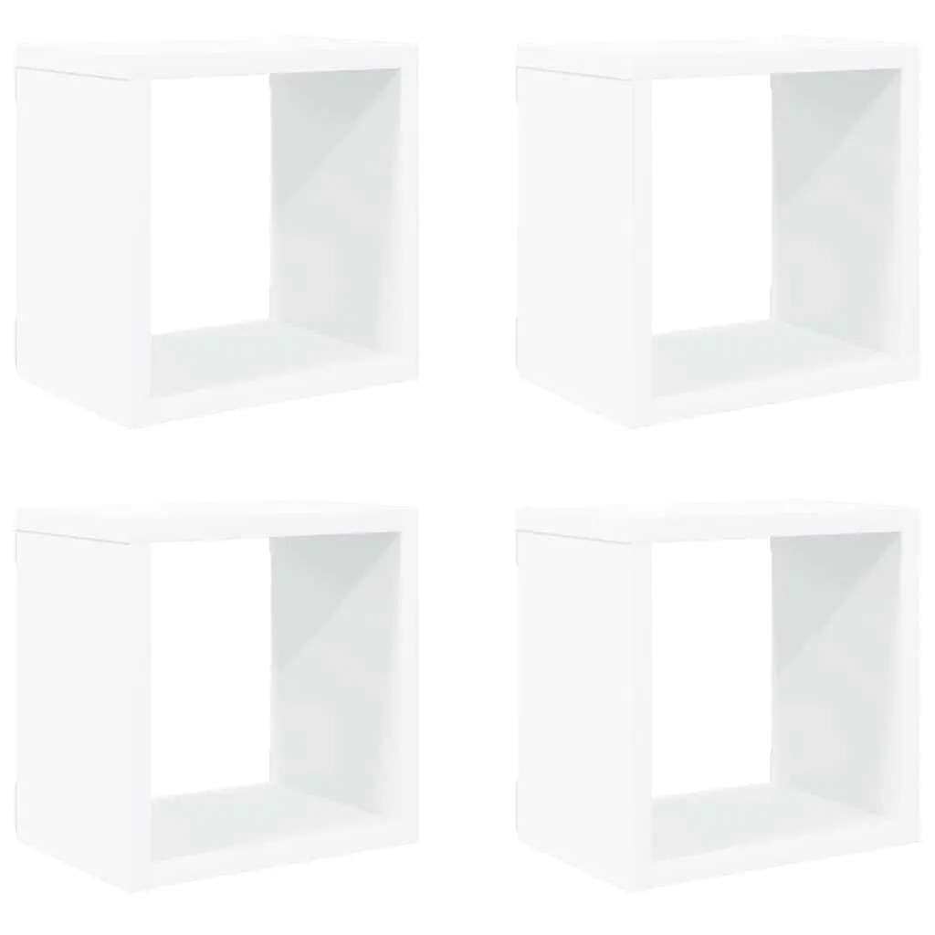 Floating Wall Shelves 4 Piece Set White Cube Storage Display Organiser 22x15x22cm Home Decor