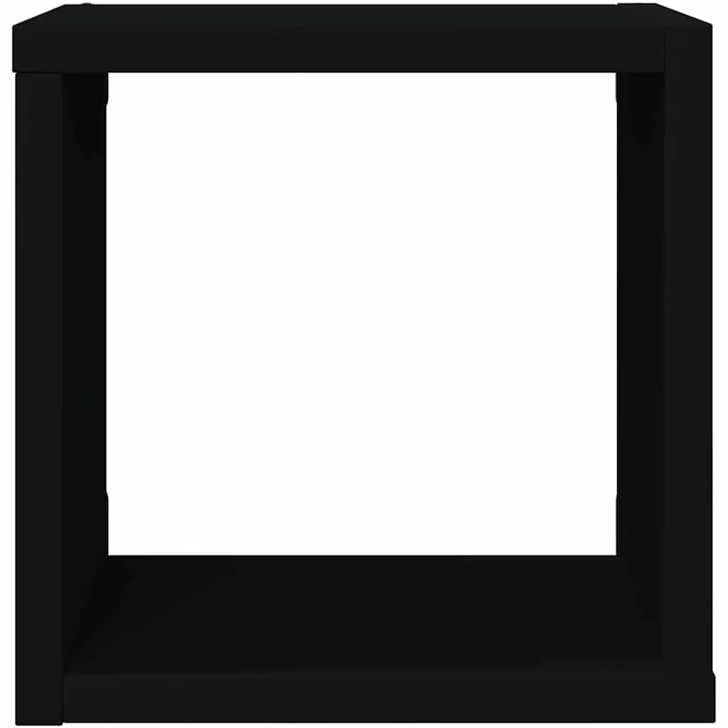 Floating Wall Cubes Black Storage Organizer Set of 4 Durable Display Shelves 22x15x22cm