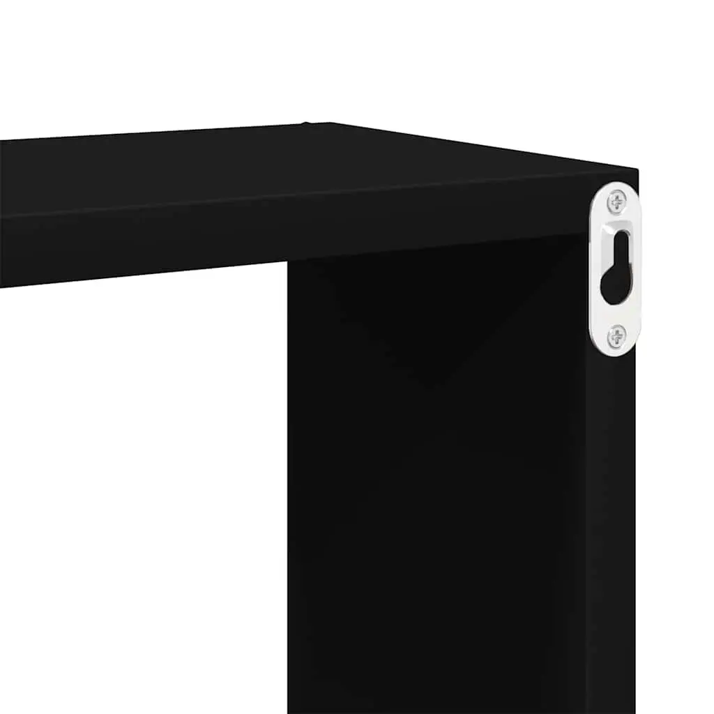 Floating Wall Cubes Black Storage Organizer Set of 4 Durable Display Shelves 22x15x22cm