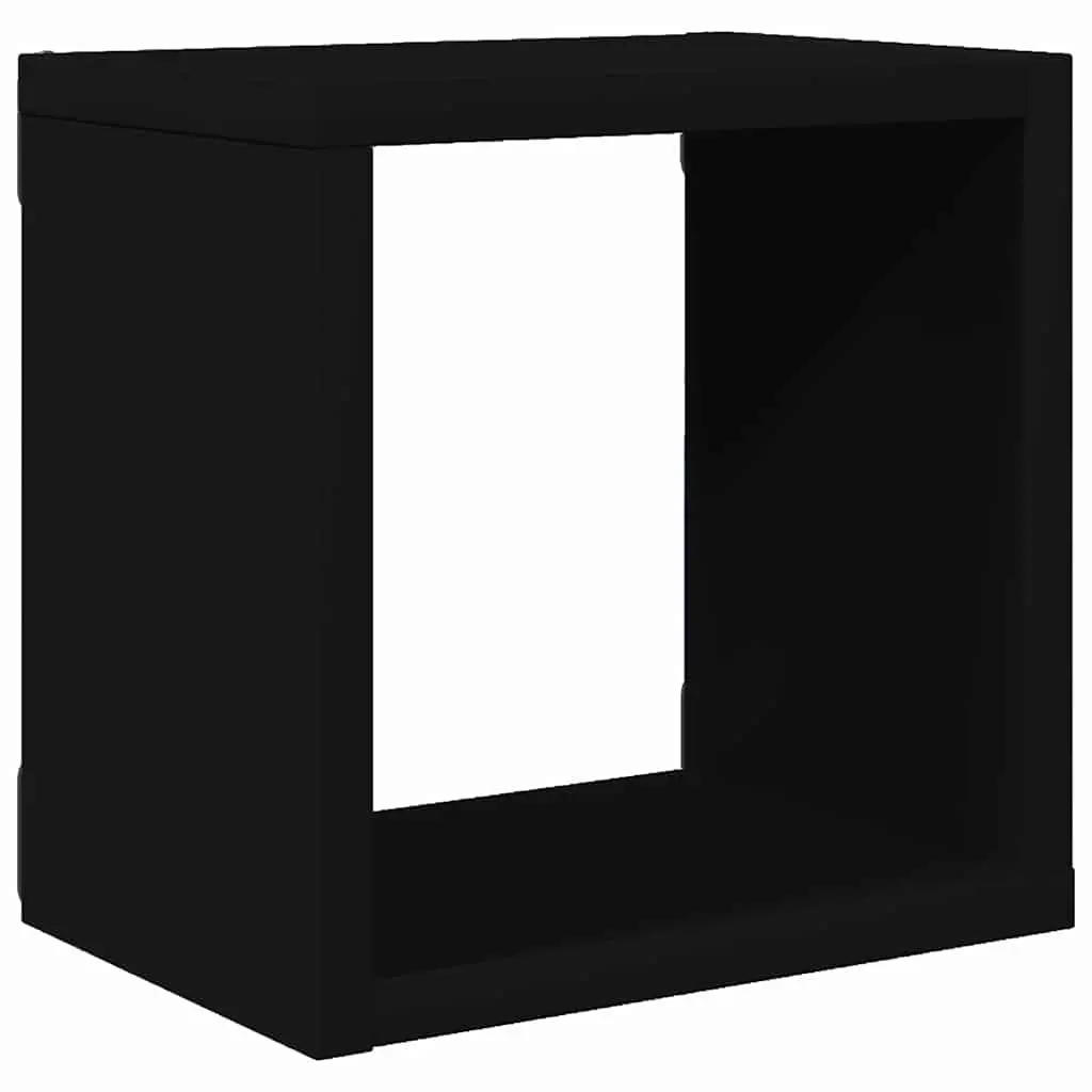Black Floating Wall Cube Shelves Set of 6 Storage Display Organizer 22x15x22cm