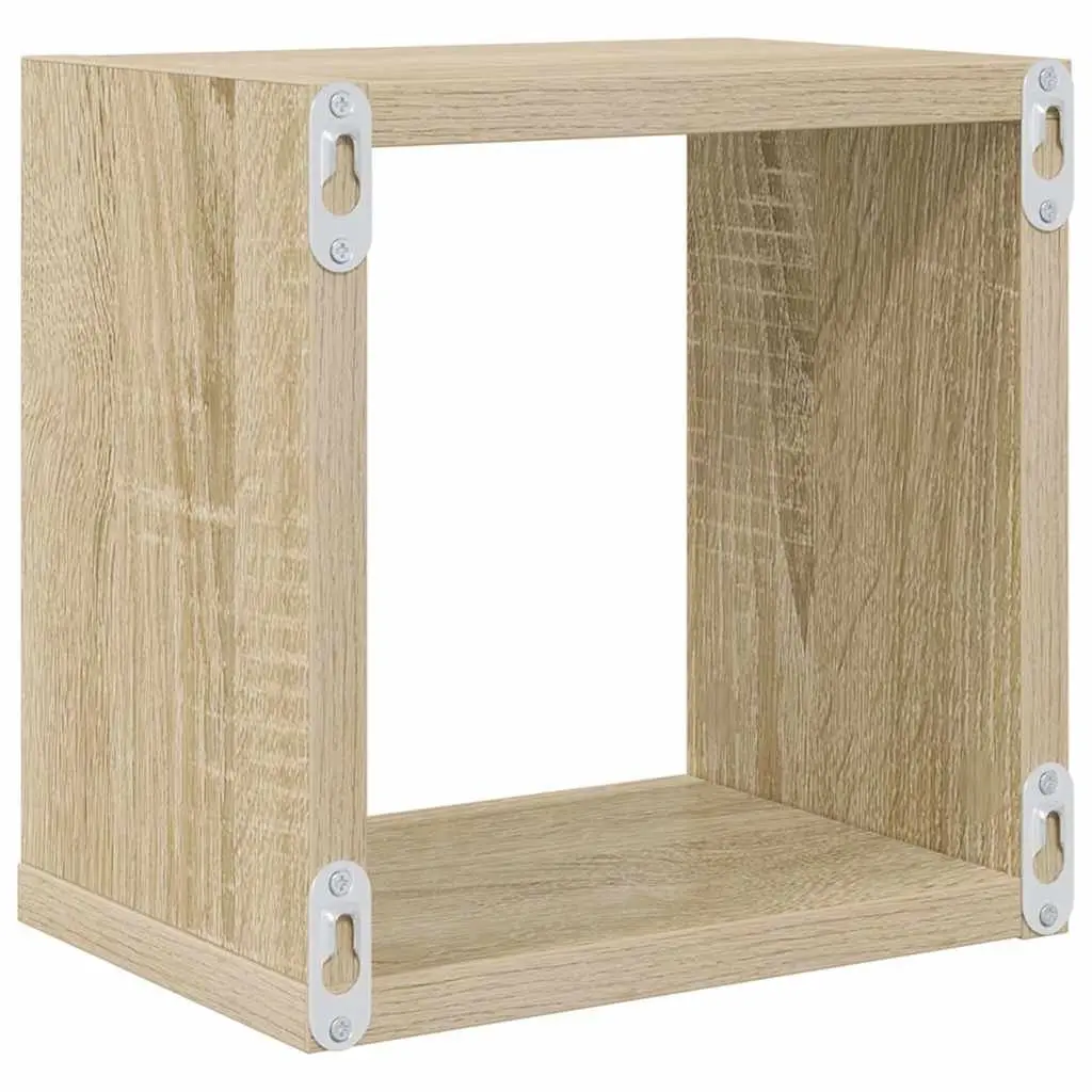 6 Piece Brown Floating Cube Shelves Wall Storage Organizer Home Decor