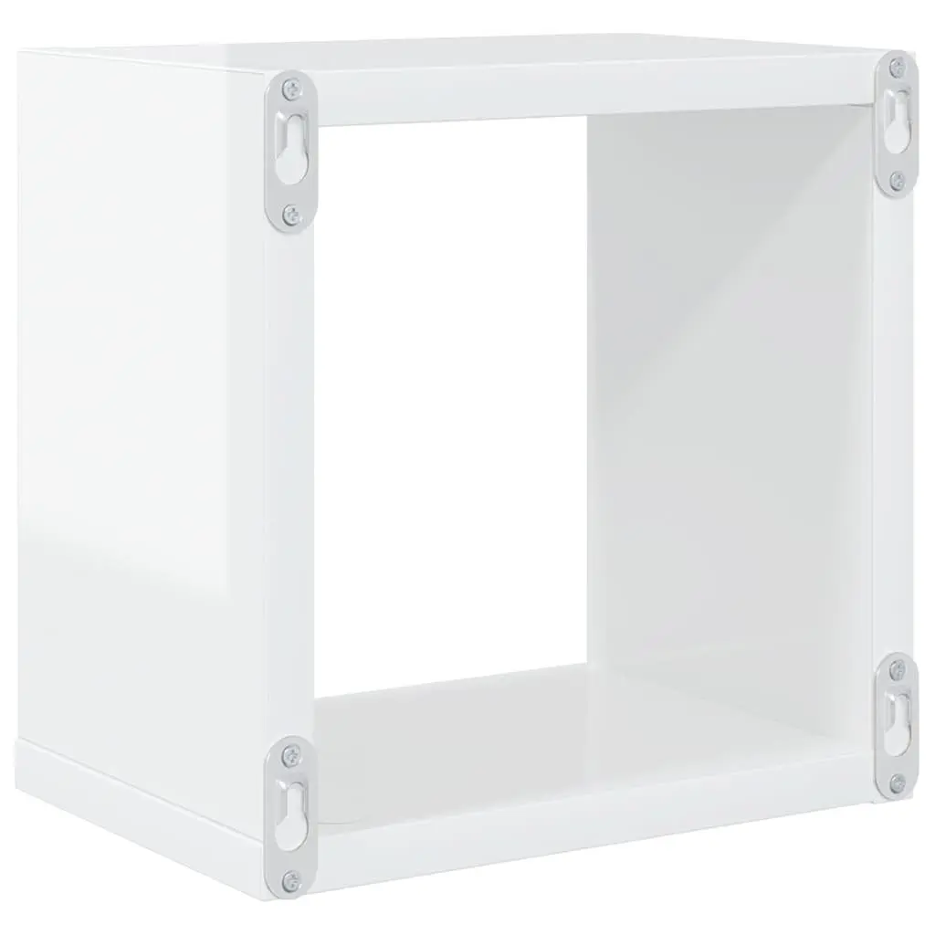 Wall Cube Shelves Set High Gloss White 22 x 15 x 22 cm 6 Piece Floating Storage Display Organiser Home Decor