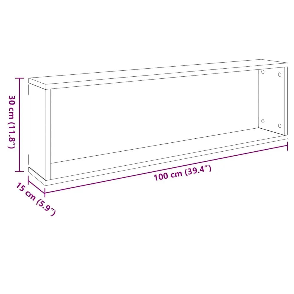 Wall Cube Shelves 2 pcs White 100x15x30 cm Storage Display Floating Shelving