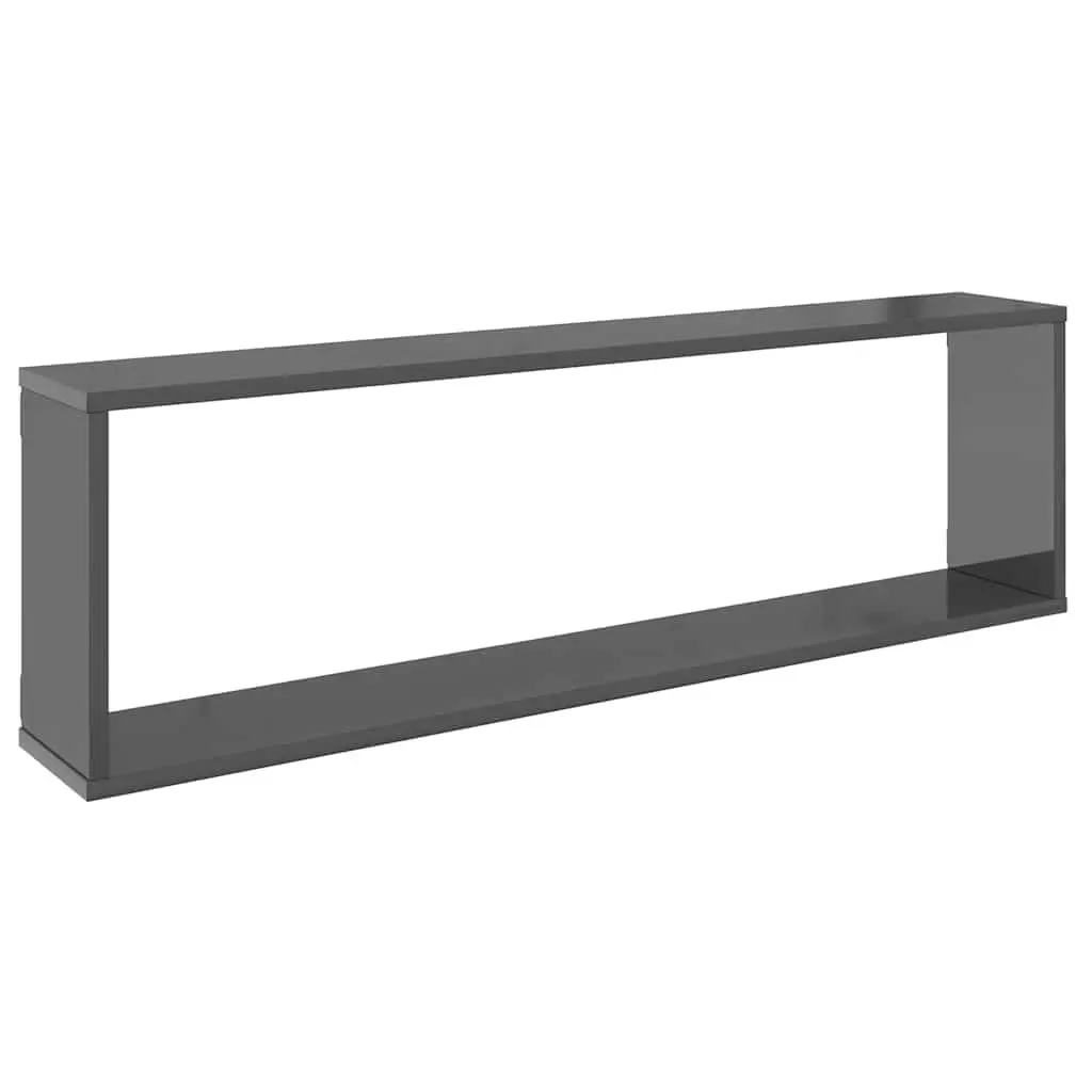 Cube Shelves Floating Unit Grey Engineered Wood 100x15x30cm Set of Two Display Storage