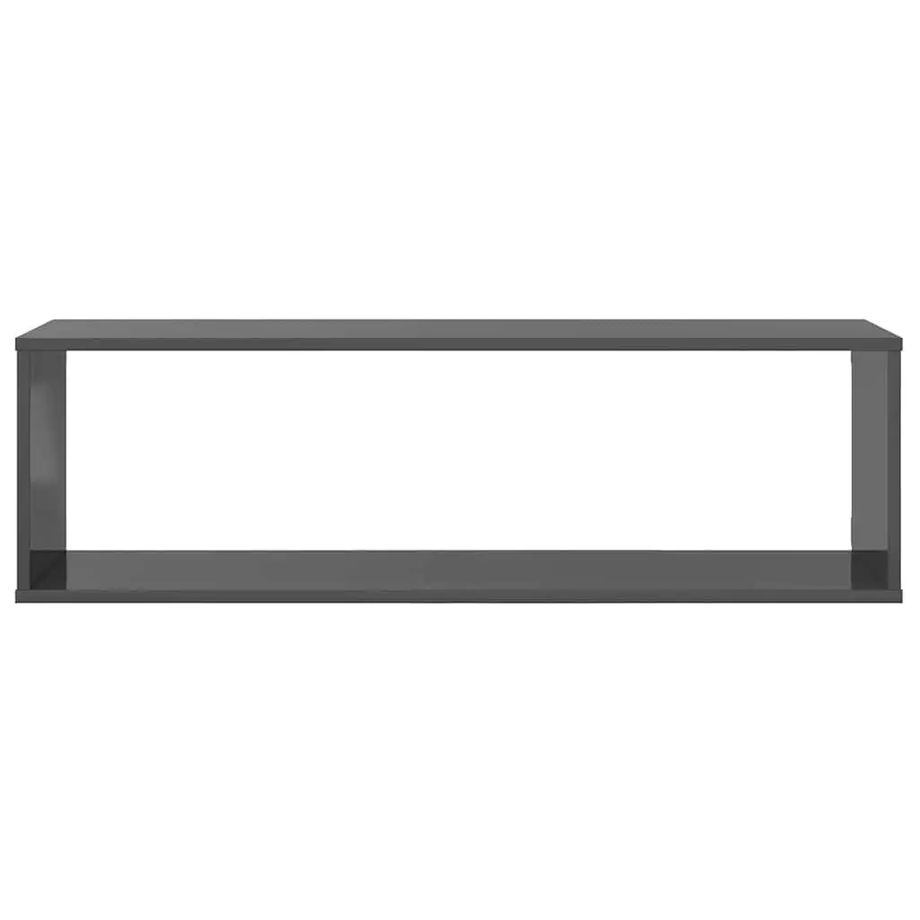Cube Shelves Floating Unit Grey Engineered Wood 100x15x30cm Set of Two Display Storage