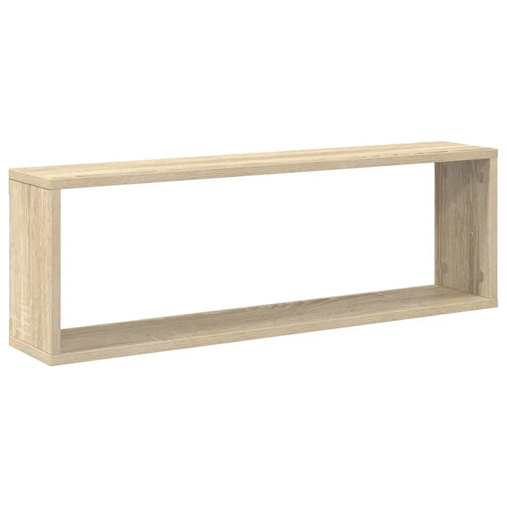 Wall Cube Shelves Engineered Wood 80 x 15 x 26.5 cm White Sonoma Oak 6 Piece Set