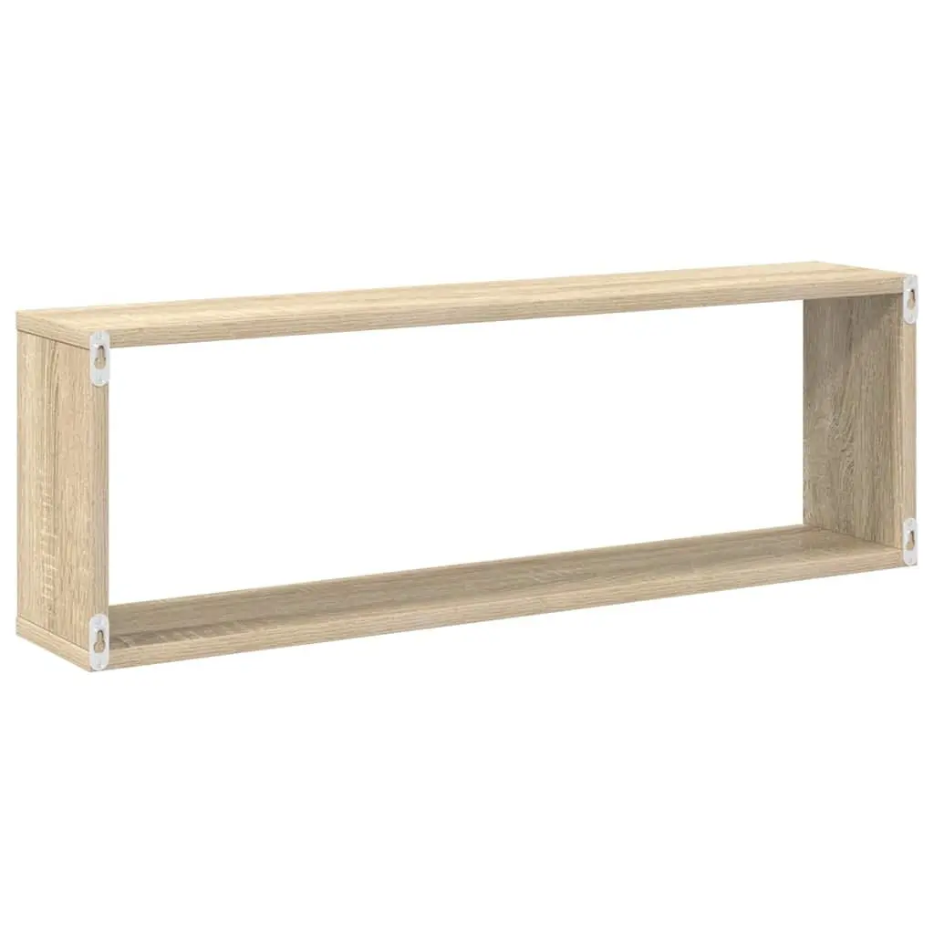 Wall Cube Shelves Engineered Wood 80 x 15 x 26.5 cm White Sonoma Oak 6 Piece Set