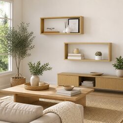 Wall Cube Shelves Set of 2 Sonoma Oak Storage Display Floating Shelving Unit