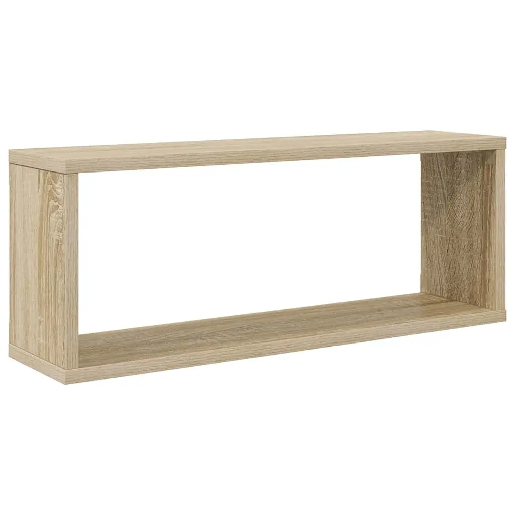 Floating Cube Shelves Engineered Wood 60x15x23cm Sonoma Oak Storage Display Set of 2