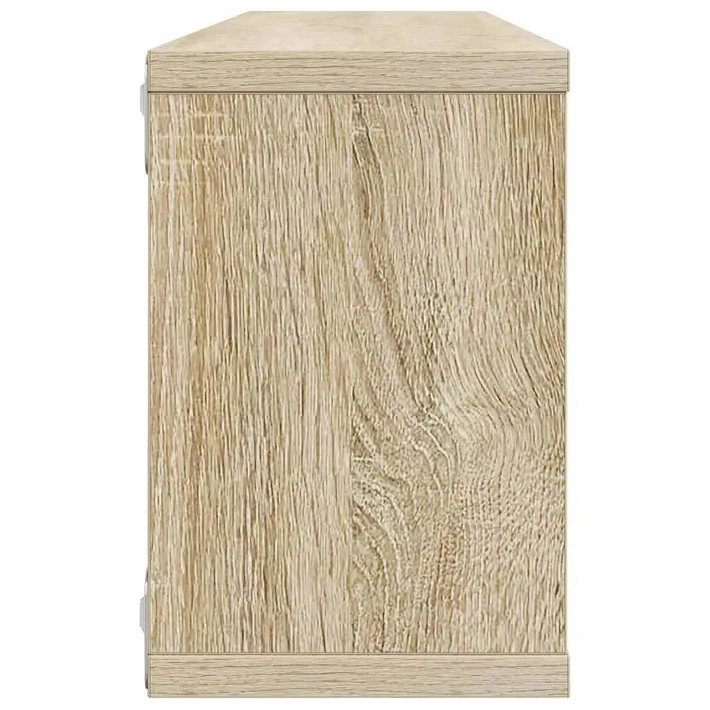 Floating Cube Shelves Engineered Wood 60x15x23cm Sonoma Oak Storage Display Set of 2