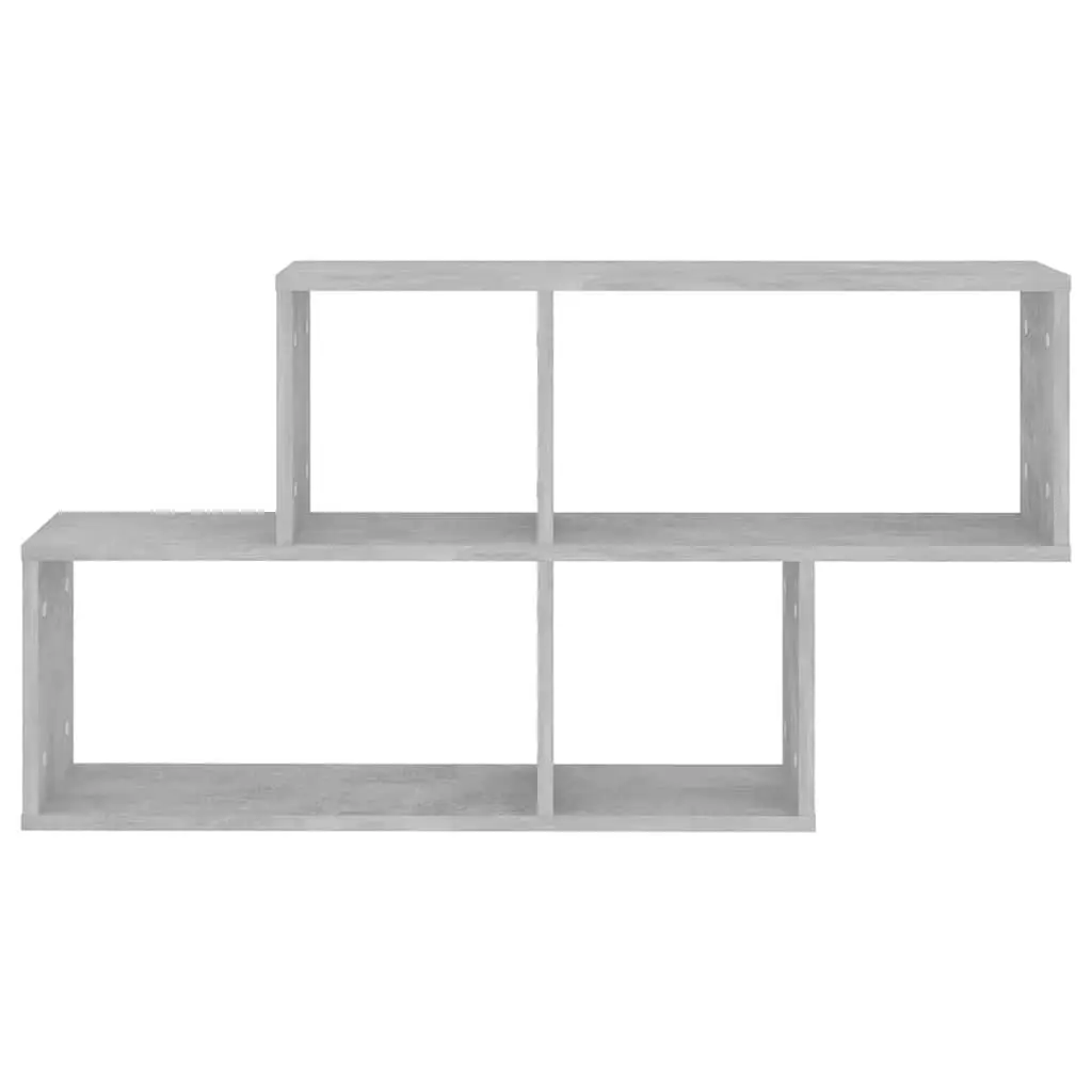 Wall Shelf Display Organizer Engineered Wood 100x18x53cm Concrete Grey Storage Unit