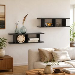 Wall Shelves 2pc Grey Floating Display Cube Shelf Storage Home Decor Living Room