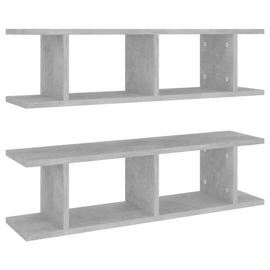 Wall Shelves Engineered Wood 75x18x20cm Grey 2 Piece Floating Display Storage Cube