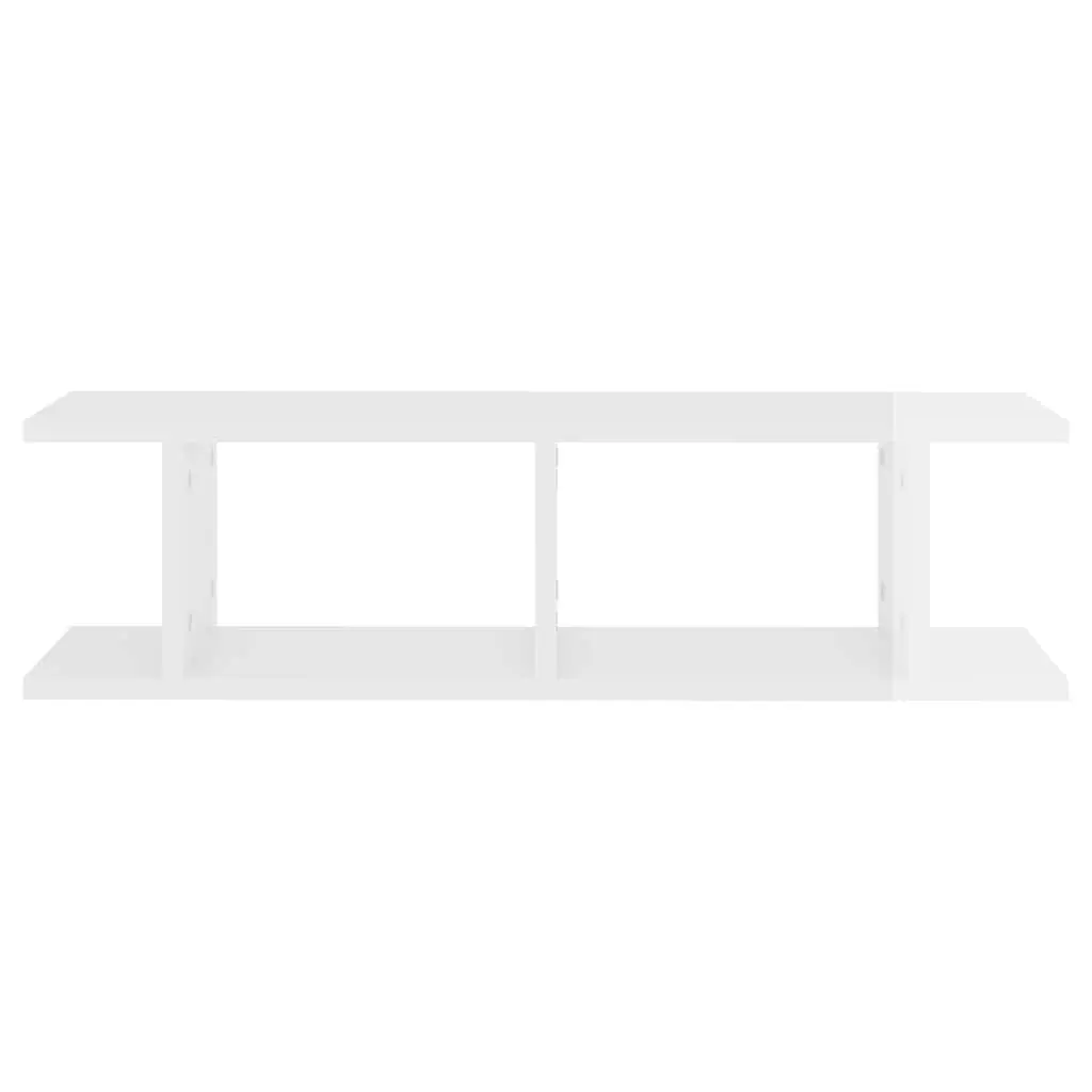 Wall Shelves High Gloss White Floating Cube Shelf 75 x 18 x 20 cm 2 Piece