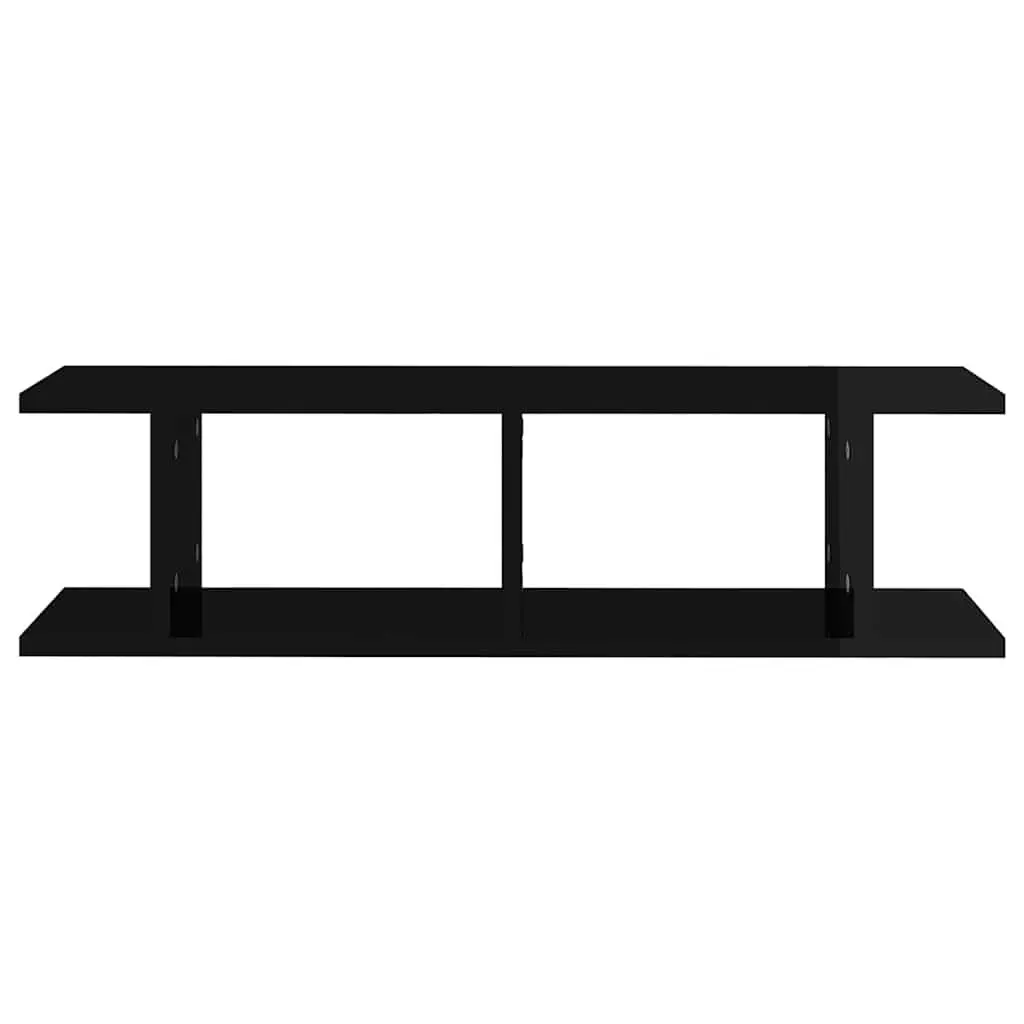 Wall Shelves Engineered Wood 75 x 18 x 20 cm Black Floating Display Cube Shelf 2 Piece Set