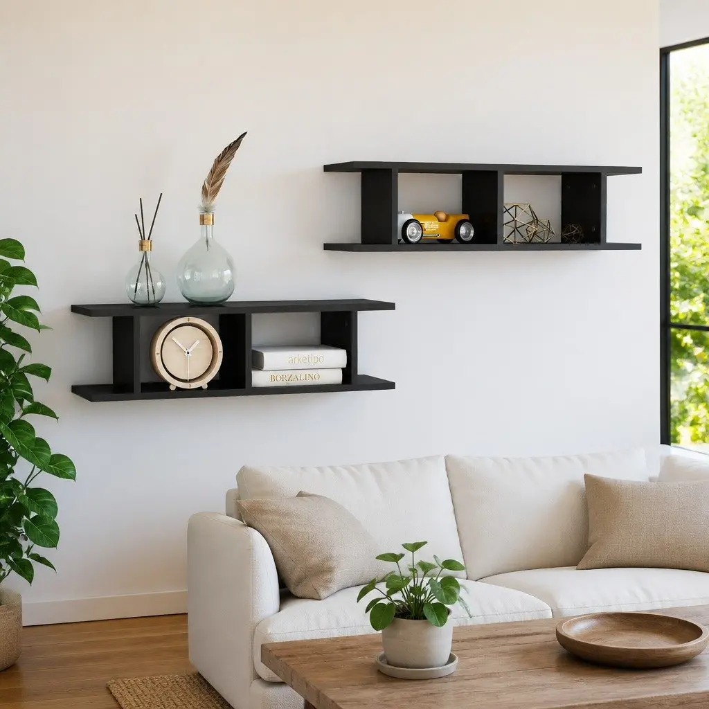 Wall Shelves Engineered Wood 75 x 18 x 20 cm Grey Floating Display Cube Storage