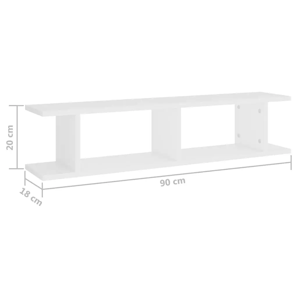 Floating Shelf Sturdy Engineered Wood 90x18x20cm White Storage Display Cube