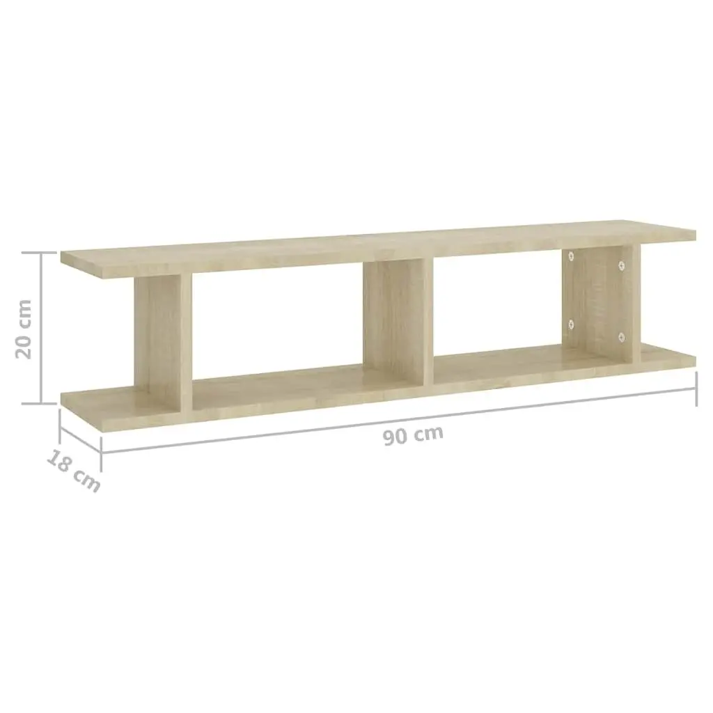 Wall Shelf Set Brown Engineered Wood Cube Display Storage Unit 90x18x20cm