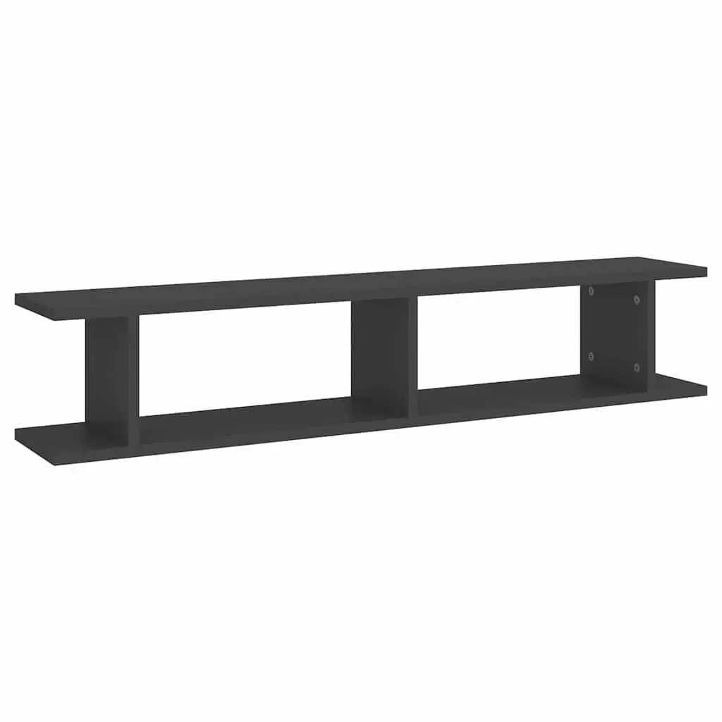 Wall Shelves Engineered Wood 105 x 18 x 20 cm Grey 2 Piece Floating Cube Display Storage Bedroom Living Room Decor