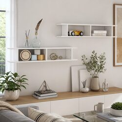 Wall Shelves 2 pcs White High Gloss Floating Display Cube Storage Living Room