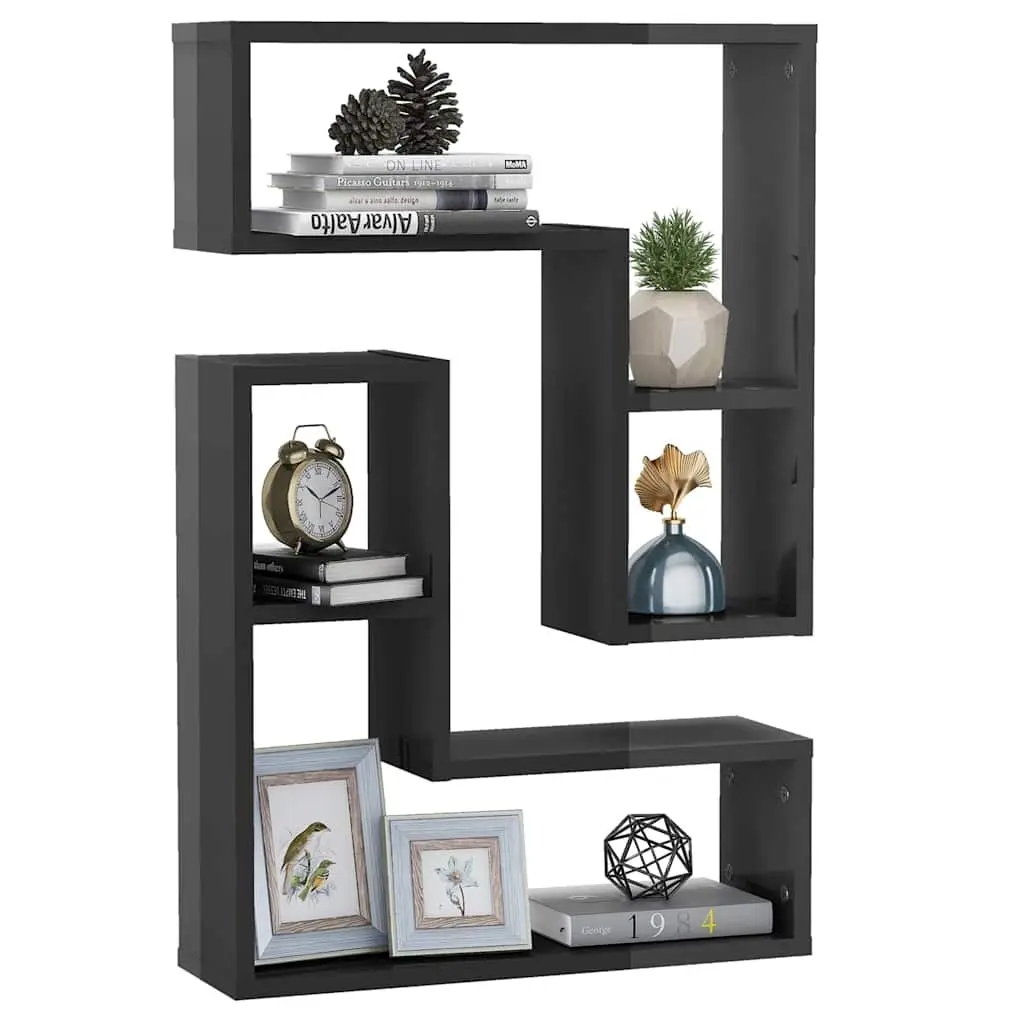 Wall Shelves Engineered Wood 50 x 15 x 50 cm Grey 2 Piece Display Storage Unit Home Decor