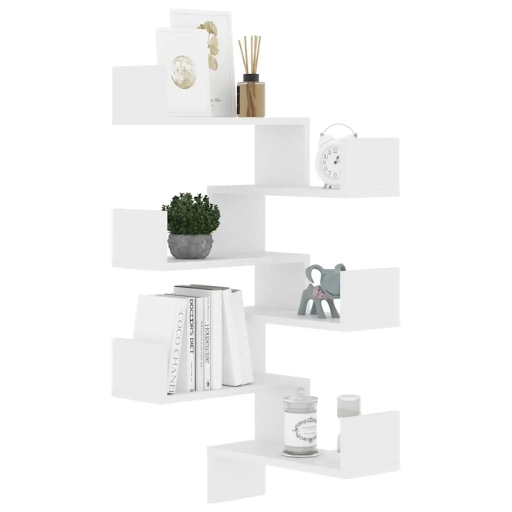 Corner Shelf Unit White Engineered Wood 40x40x50cm 2 Pieces Sturdy Display for Living Room Bedroom