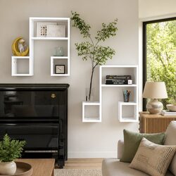 Music Note Wall Shelves for Home Organization 50x15x50 cm Set of 2